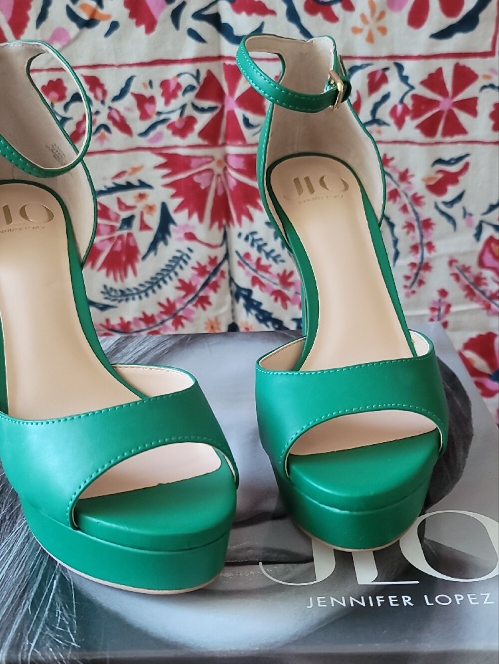 NWT J Lo Whimsgoth Emerald Open Toe Ankle-Strap Platform Stiletto Heel - Picture 12 of 14